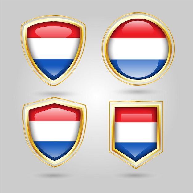 Conjunto de escudo bandera holandesa
