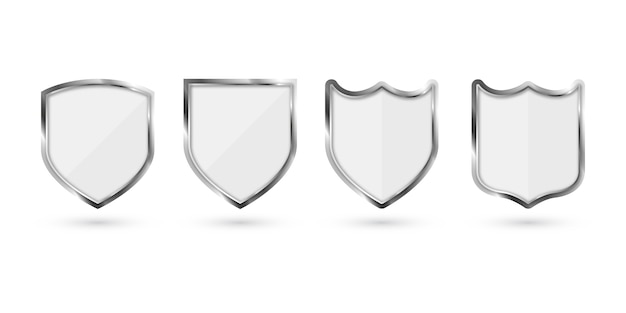 Conjunto de escudo metálico aislado sobre fondo blanco.