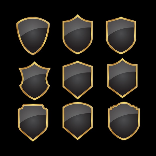 Conjunto de escudo de oro negro.