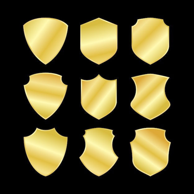 conjunto de escudo de oro