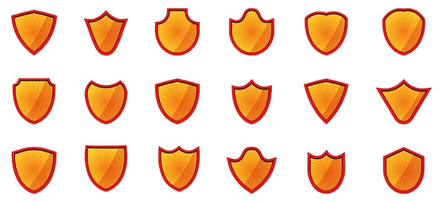 Conjunto de escudo de superhéroes en blanco en un diseño plano Ilustración vectorial