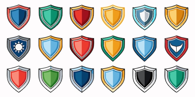 un conjunto de escudos coloridos con diferentes colores