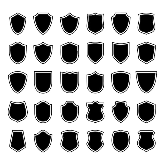 Un conjunto de escudos diferentes con un escudo negro en la parte superior