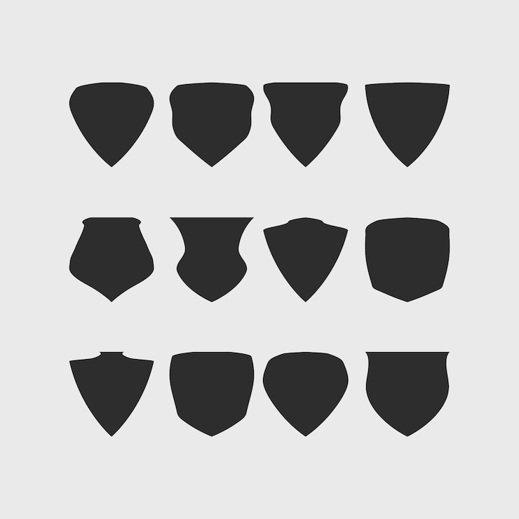 Vector conjunto de escudos negros marco borde eps vector