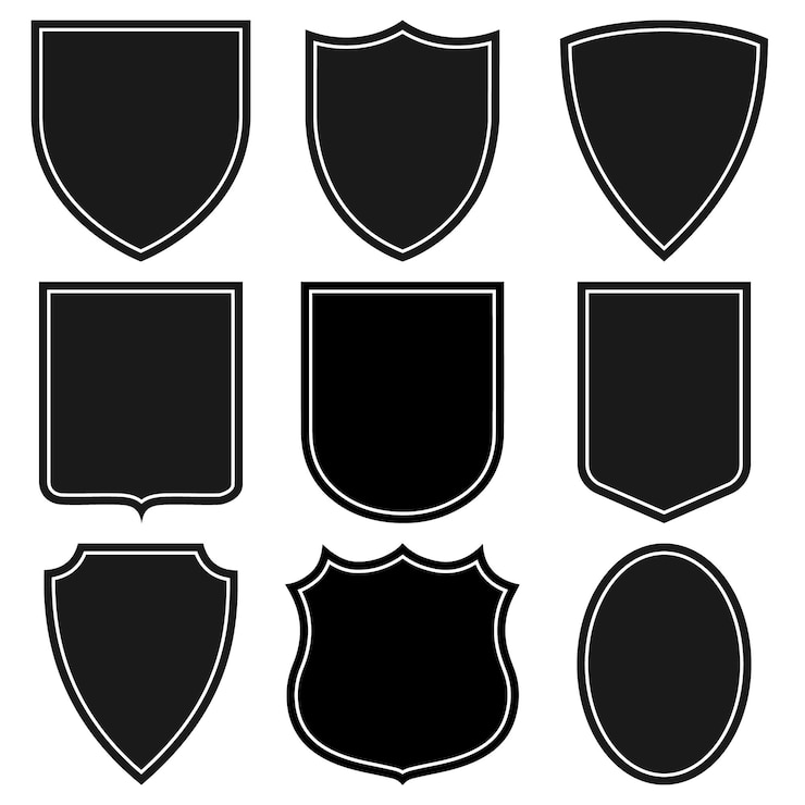 Vector conjunto, de, escudos, vector, capa, brazos, conjunto, señales, vector, ilustración