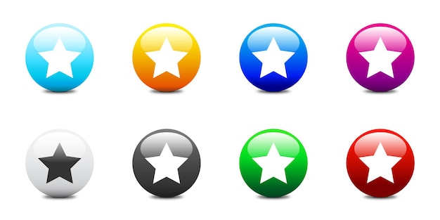 Conjunto de esferas de colores con iconos de estrellas ilustración de vector plano