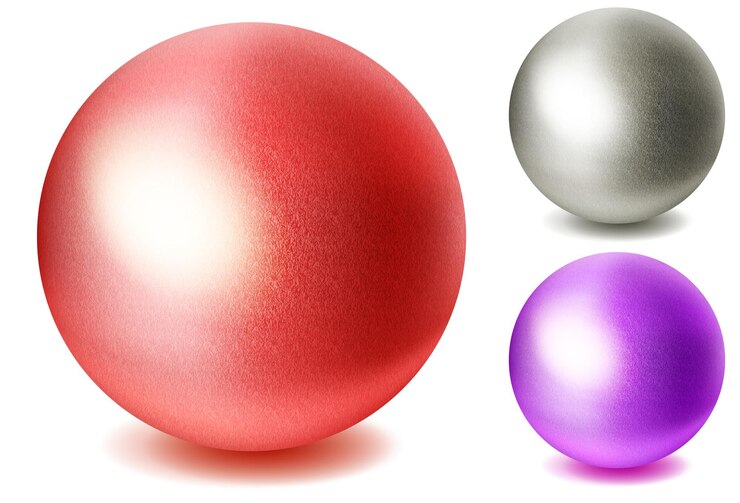 Vector conjunto de esferas multicolores realistas con sombras sobre fondo blanco.