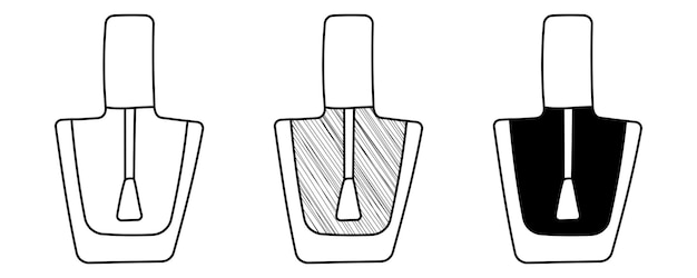 Conjunto de esmalte de uñas vectorial dibujado a mano en un estilo de dibujos animados de garabatos