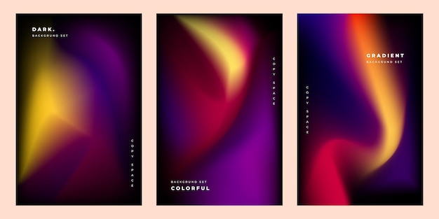 Conjunto de espacio de copia de plantilla de fondo de malla de degradado fluido colorido para pancarta de póster o folleto