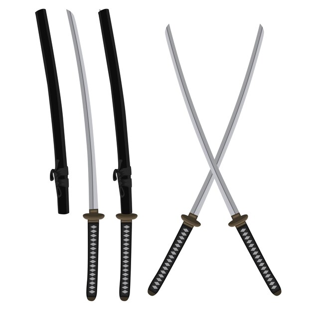 conjunto de espadas katana japonesas vector espada samurai ilustración de armas