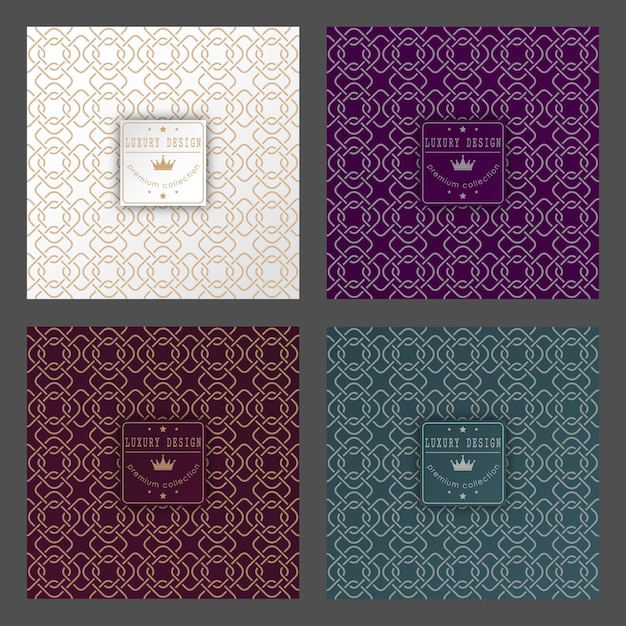 Un conjunto de espectaculares patrones de lujo plantilla para portadas impresiones diseño de interiores envases productos premium e ideas creativas