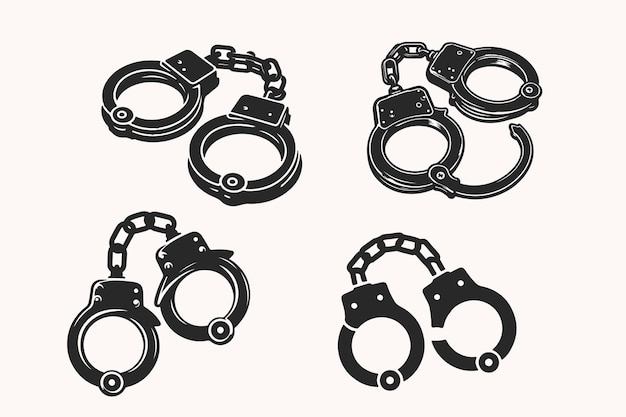 Conjunto de esposas silueta del crimen
