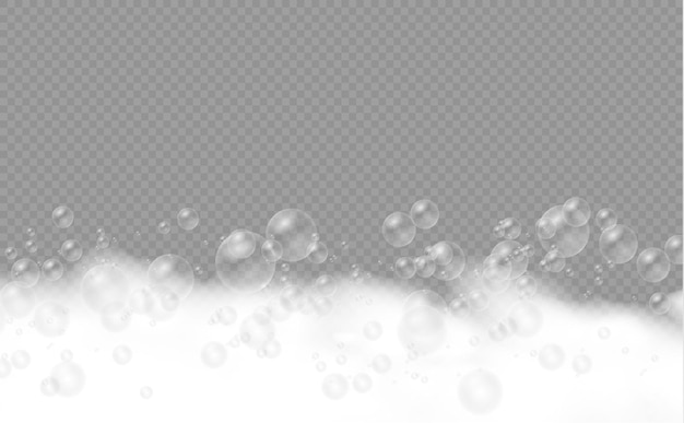Conjunto de espuma de baño con burbujas de champú, gel de jabón o burbujas de champú superpuestas con textura de espuma