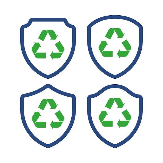 Vector conjunto de esquemas de escudos de reciclaje