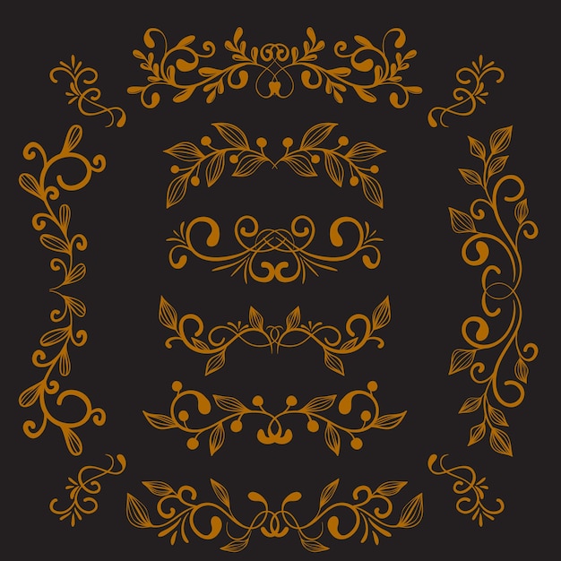 Conjunto de esquina de lujo art déco vintage plantilla geométrica dorada vectorial para bordes y marcos