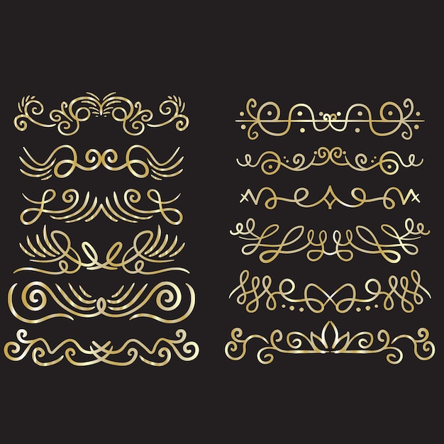 Conjunto de esquina de lujo art déco vintage plantilla geométrica dorada vectorial para bordes y marcos