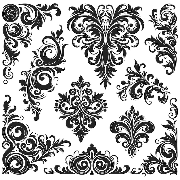Conjunto de esquinas de diseño ornamental