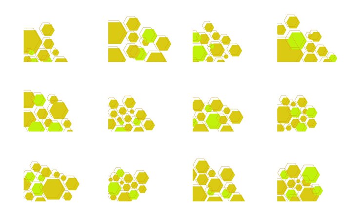 Vector conjunto de esquinas con patrón de panal
