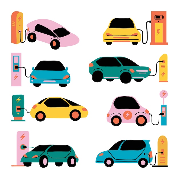 Conjunto de estaciones de carga de vehículos eléctricos