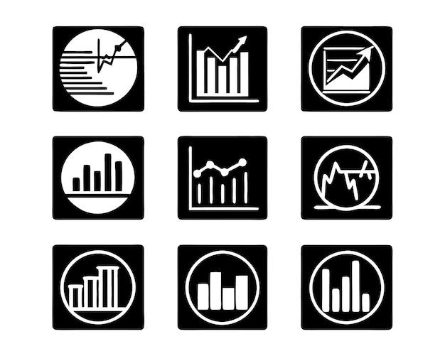 conjunto de estadísticas icono ilustración gráfico de negocios gráfico de estadísticas datos financiación inversión