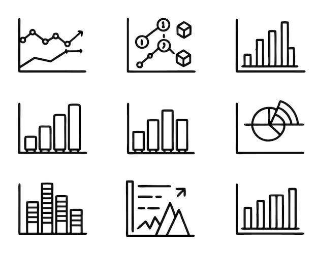 conjunto de estadísticas icono ilustración gráfico de negocios gráfico de estadísticas datos financiación inversión
