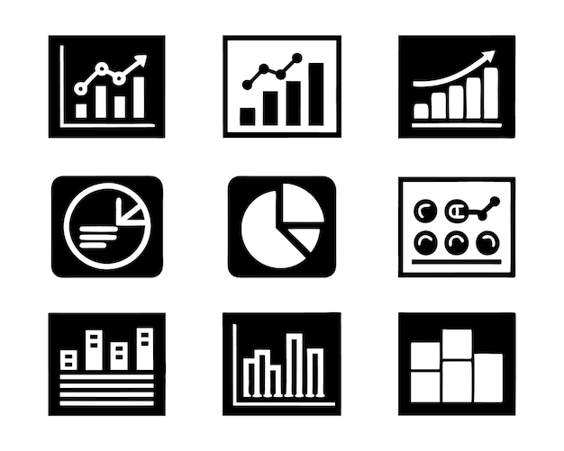 conjunto de estadísticas icono ilustración gráfico de negocios gráfico de estadísticas datos financiación inversión