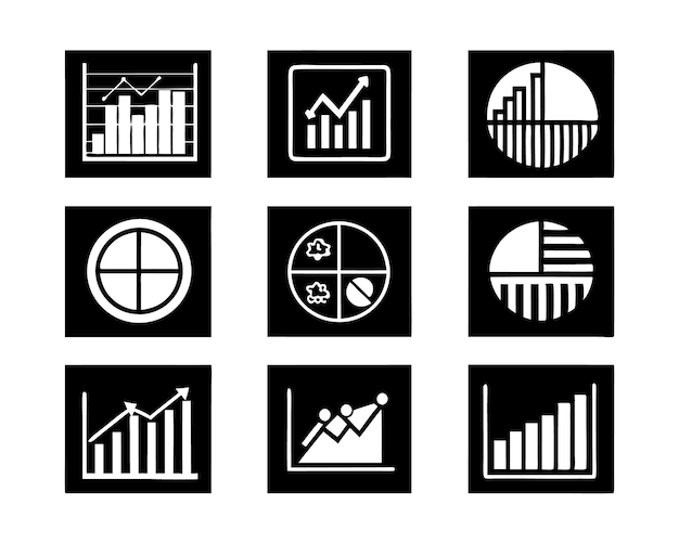 conjunto de estadísticas icono ilustración gráfico de negocios gráfico de estadísticas datos financiación inversión