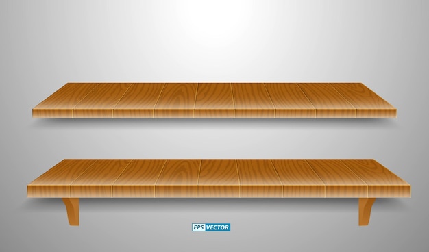 conjunto de estantes de pared de madera realistas vector eps aislado