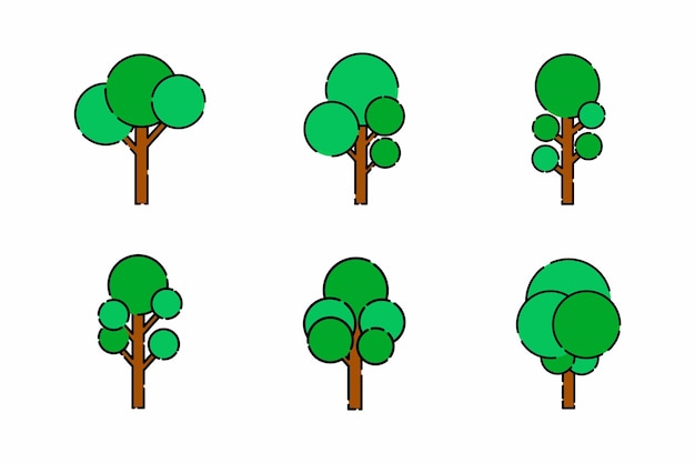Conjunto de estilo de diseño plano de árbol
