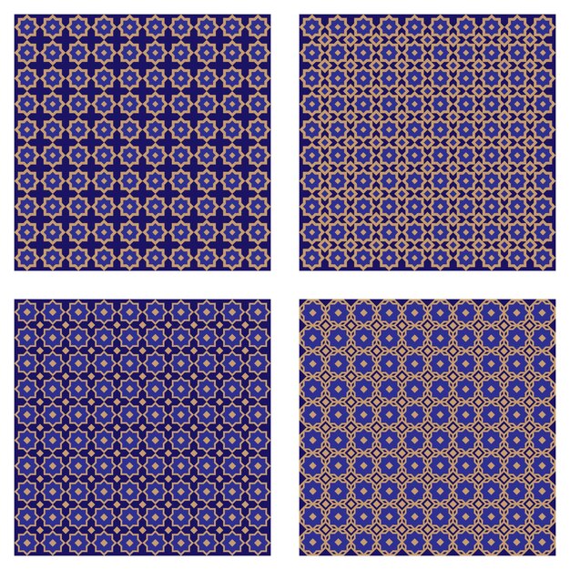 Un conjunto de estilo oriental de fondo transparente azul y oro