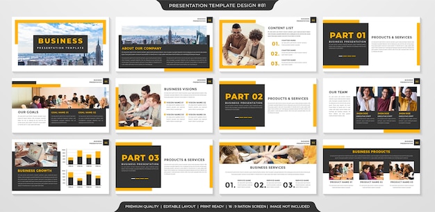 Conjunto de estilo premium de plantilla de diseño de powerpoint celan