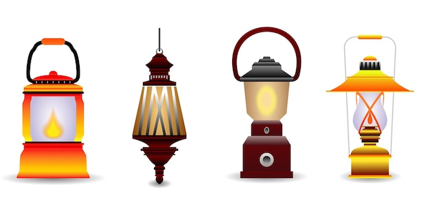 conjunto de estilo retro de linterna de camping vintage.