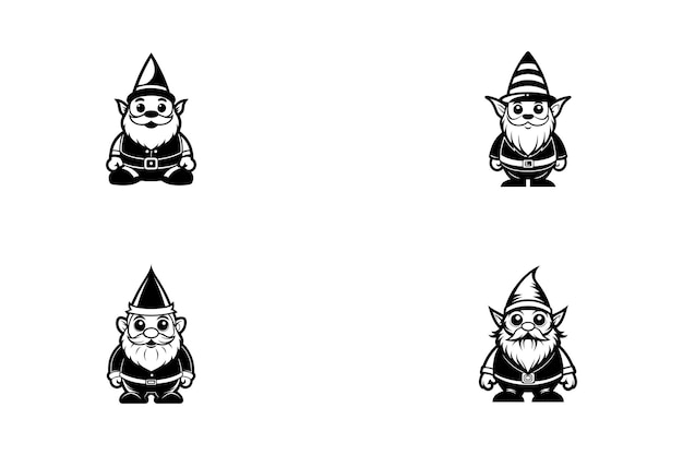 conjunto de estilos de concepto de logotipo de silueta vectorial de gnomo