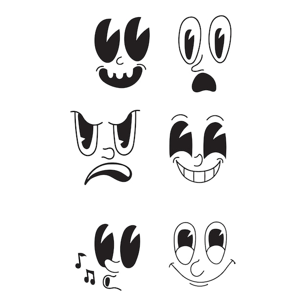 Vector conjunto de estilos de dibujos animados diferentes emociones símbolos ilustración vectorial