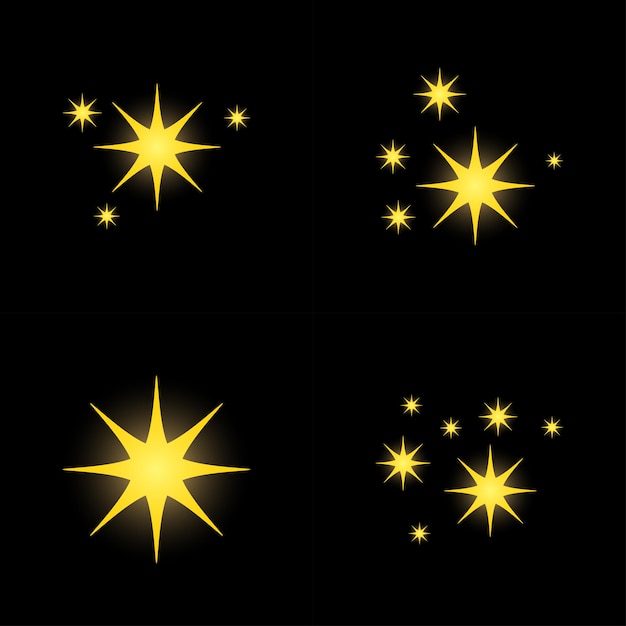 Vector conjunto de estrellas brilla diseño plano