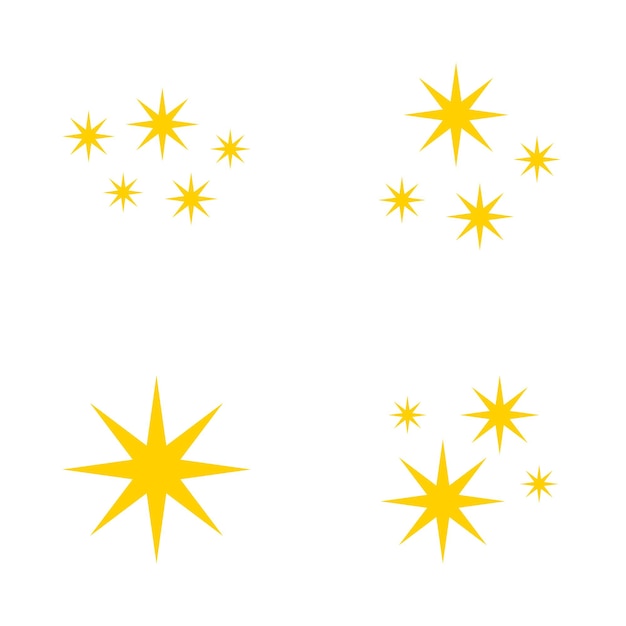 Conjunto de estrellas brilla diseño plano