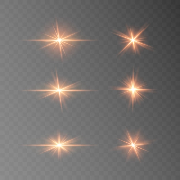 conjunto de estrellas brillantes en un fondo transparente