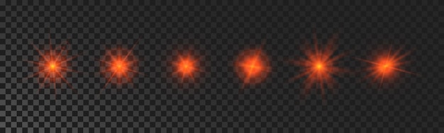 Conjunto de estrellas brillantes rojas que brillan intensamente