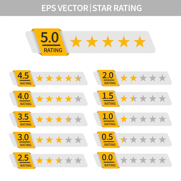 Vector conjunto de estrellas de calificación. opinión del cliente con el icono de estrella dorada.