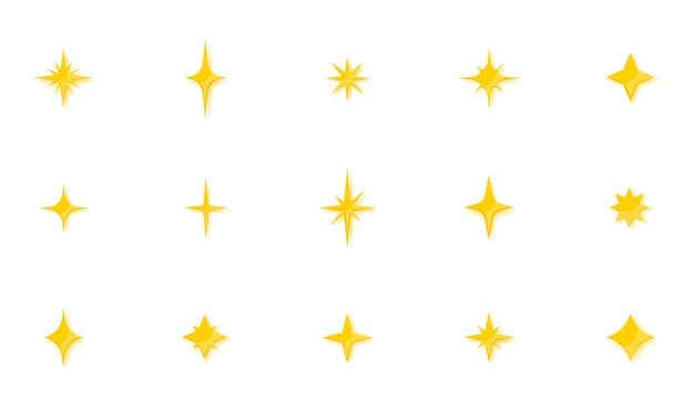 Conjunto de estrellas centelleantes Colección de estrellas y ráfagas con efecto de luz brillante