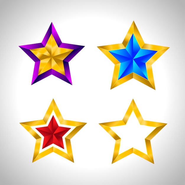 Vector conjunto de estrellas de colores oro simples