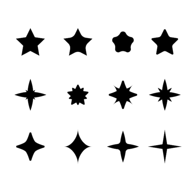 Vector conjunto de estrellas de destellos con diferentes formas.