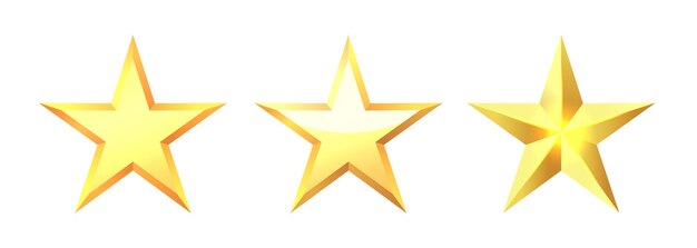 Conjunto de estrellas doradas Estrellas doradas aisladas en fondo negro Clipart vectorial
