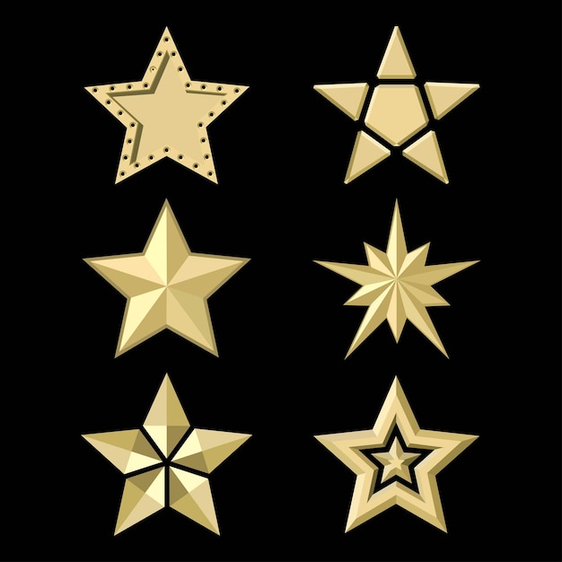Conjunto de estrellas doradas icono mejor vector de calificación