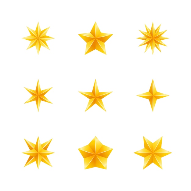 Conjunto de estrellas doradas