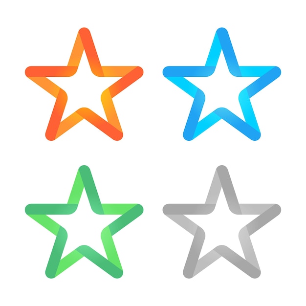 Conjunto de estrellas de estilo en diferentes colores.