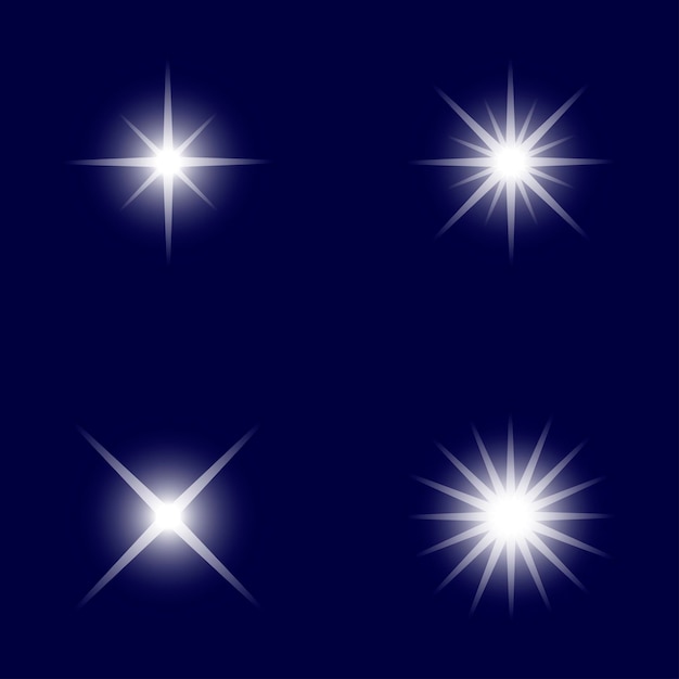 Conjunto de estrellas de luces de brillo vectorial Efecto de luz brillante ráfagas de estrellas