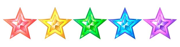 Conjunto de estrellas multicolores de colores
