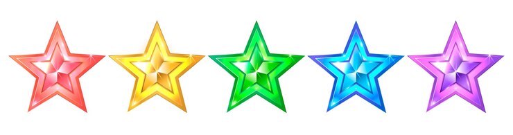 Conjunto de estrellas multicolores de colores