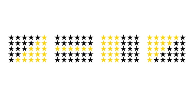 Conjunto de estrellas negras y amarillas sobre fondo blanco. estrellas doradas Eps vectoriales 10.